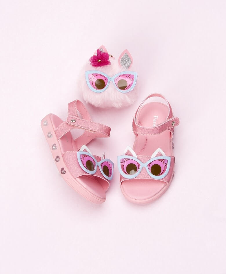 Sandália cor de rosa da coleção Dots